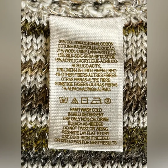 Free People Casablanca Boho Knit Poncho Wool Cream Brown XS - Picture 11 of 14